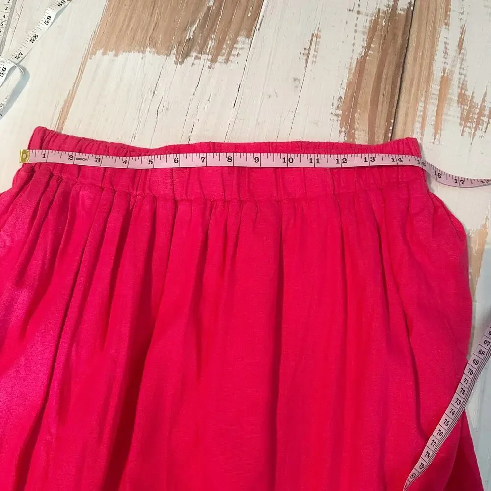 Cupio Ruffle Tiered Maxi Modest Linen Blend  Skirt Size Medium Elastic Waist